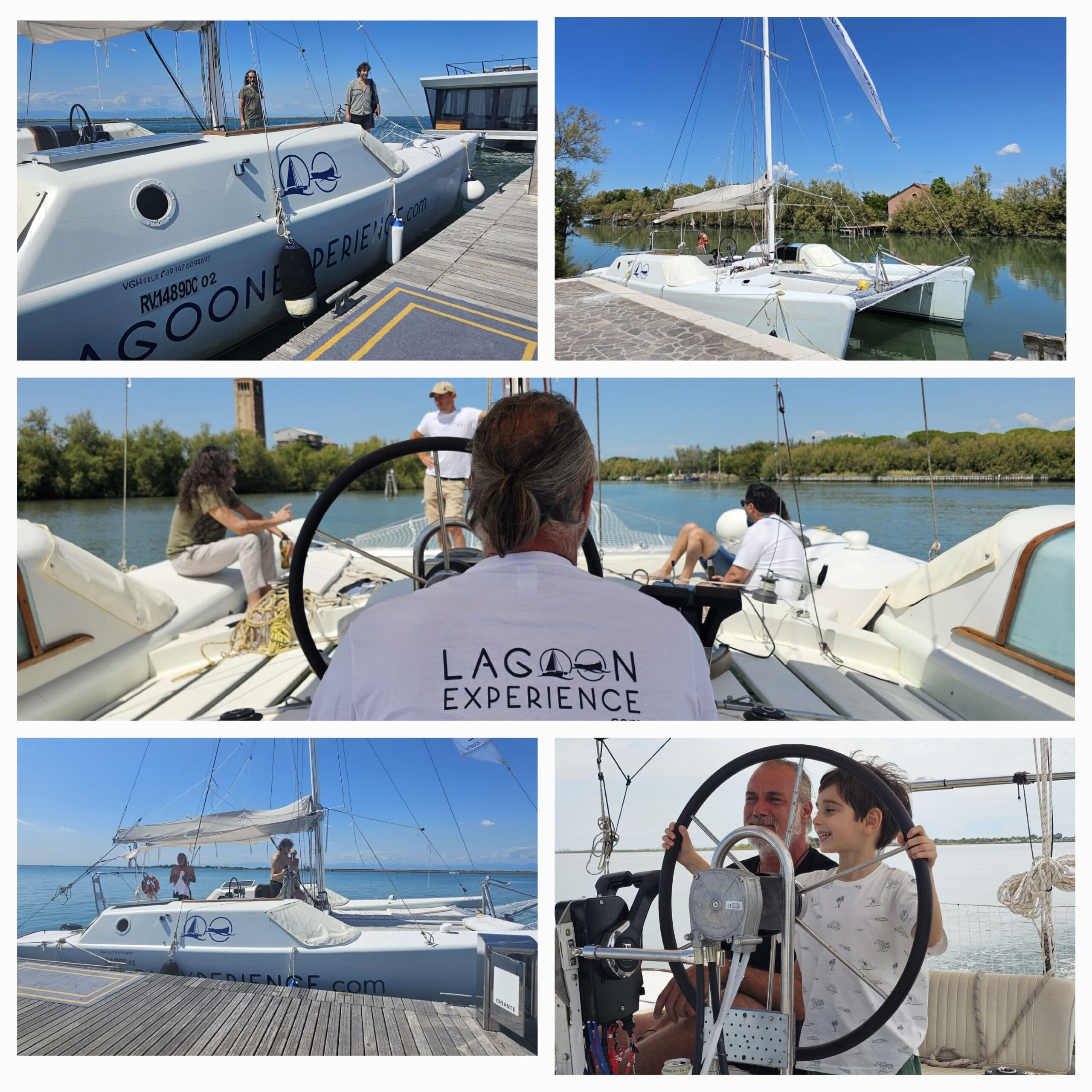 Collage di foto del catamarano